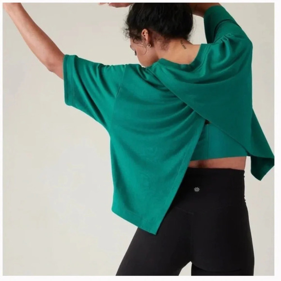 Athleta Bliss Crew Neck Soft Athleisure Sweatshirt Chandail Green Size 1X NWOT - Picture 2 of 8